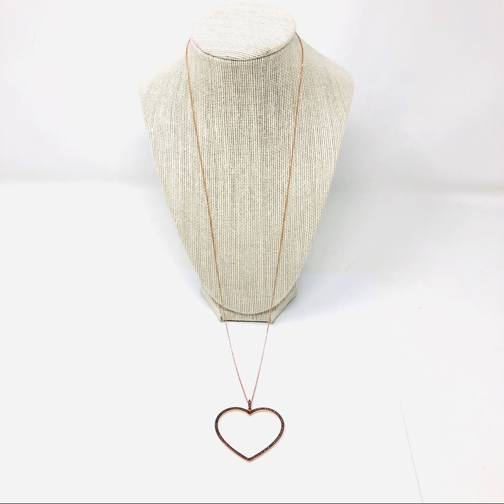 Rose gold sterling silver crystal heart 💖 pendant necklace, NWOT - Picture 9 of 15